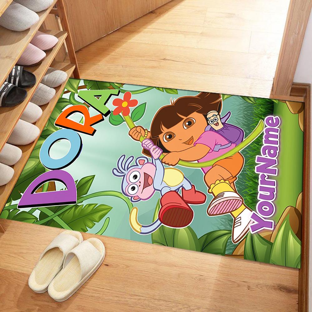 Dora Explorer Customizable Name Floor Rug Office Rug Perfect for Outdoor Dormitory Study room Playrooms Anti-slip Rug Decorate Offices
