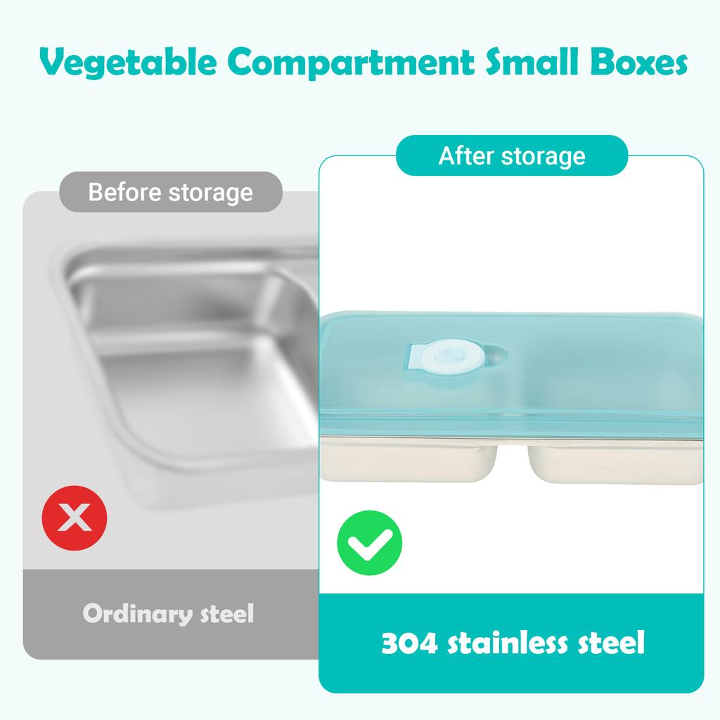 Mini Double Compartment Lunch Box Snack Container Portable Leak Proof Picnic Fresh Box Stainless Steel Food Storage Container