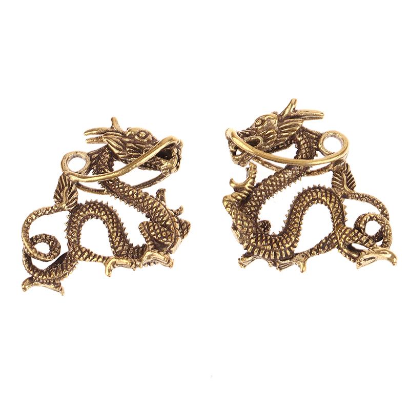 1Pc Retro Brass Dragon Figurine Decor Wealth Prosperity Chinese Style Ornament Dragon Luck Animal Fengshui Vintage Decors