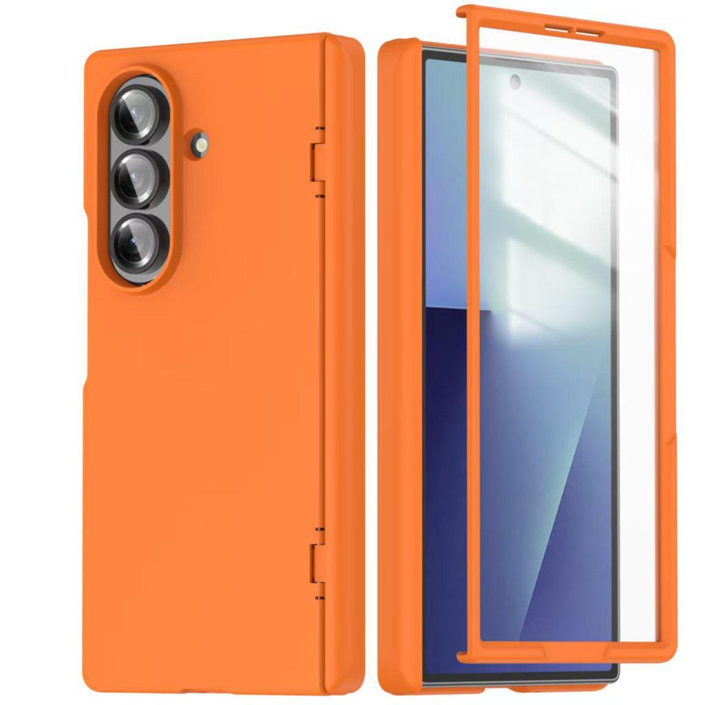 Магнитный беспроводной чехол-зарядка для Samsung Z Fold7 с пружинным шарниром и отделкой под кожу, совместим с Fold6.