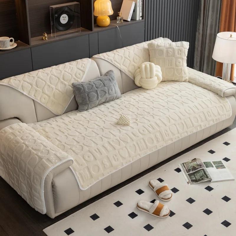 Мягкий бархатный чехол для дивана для гостиной, короткий плюшевый диван-полотенце, L-образные секционные чехлы для диванов, теплый защитный чехол для дивана