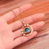 Exquisite Blue Starry Sky Planet Pendant Necklace Light Luxury Zircon Stars And Moon Clavicle Chain Necklace Jewelry Gift