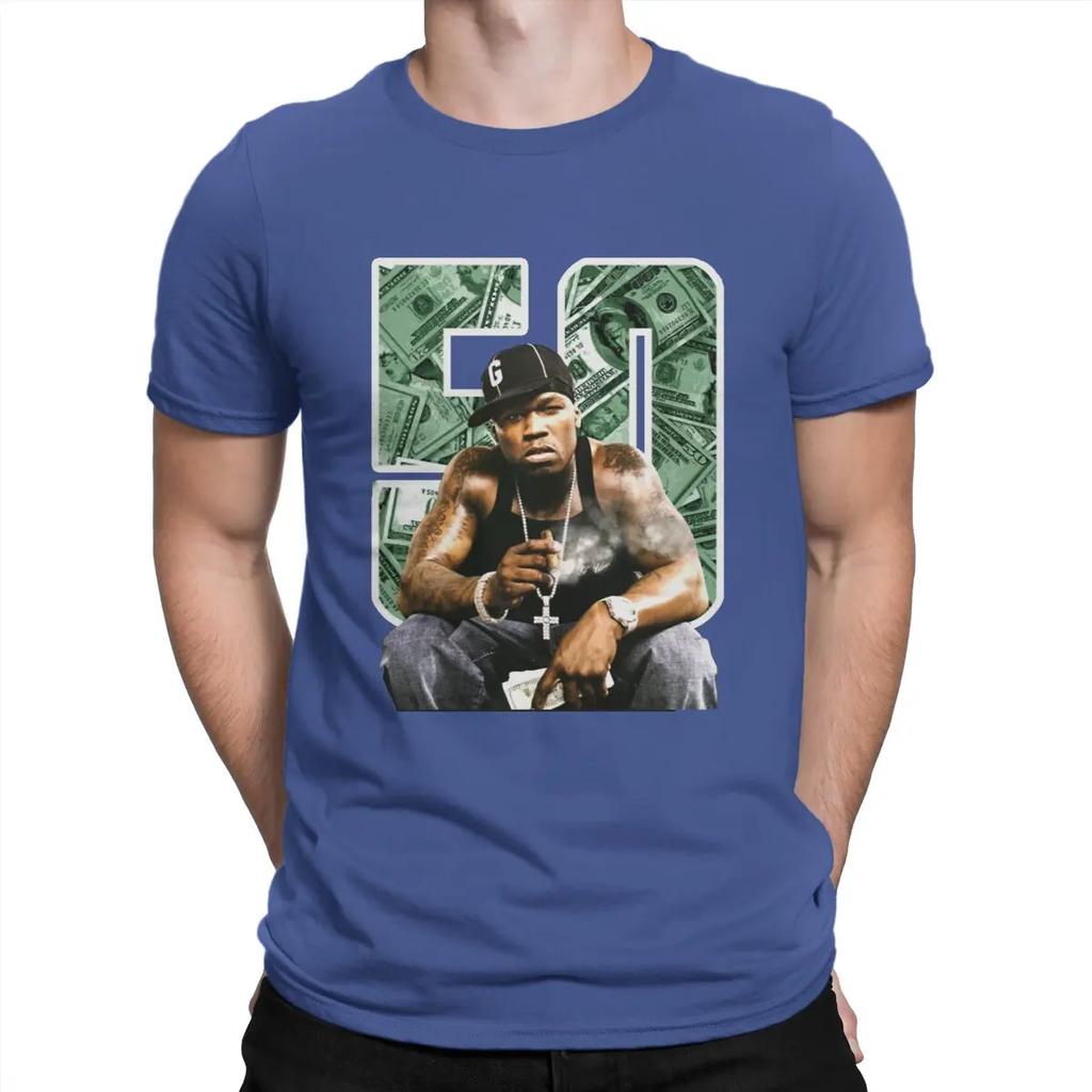 Мужская футболка Популярный американский рэп-исполнитель Потрясающие хлопковые футболки с коротким рукавом Футболка 50 Cent С круглым воротником Одежда Лето