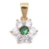 [Q9429] - Gold Plated Pendant 'Crystal Flower' Green White Gold - 10 Mm