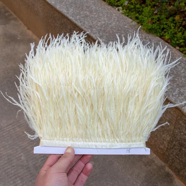 1meter 8 -10cm White Ostrich Feather Trims Natural Black Ostrich Feather For Craft Ribbon Fringe Skirt Party Clothing Plume Decor