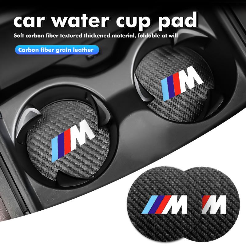WQQ23 2pcs Car Coaster Water Cup Holder Anti-Slip Pads Accessories For BMW 1 3 5 7 Series M F01 F20 F10 F13 E52 E53 E60 E93