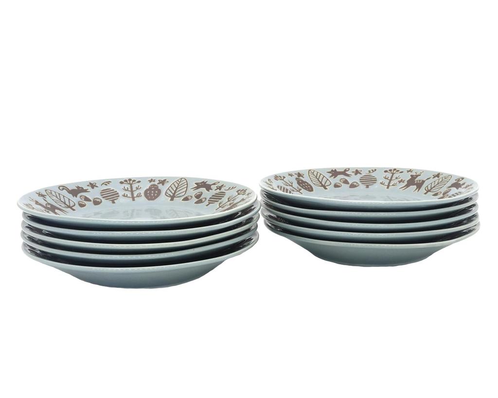 Castle Enterprises [Set of 10 18cm Summer Cake Plates] Mino Ware with Adorable Animal Designs, Scandinavian-Style Vintage Tableware