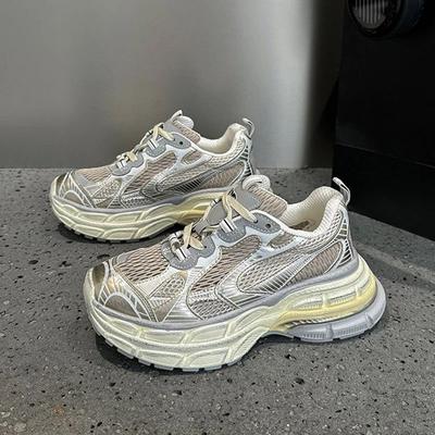 Лето-осень, новые настоящие туфли из коровьей кожи с круглым носком, модные, толстые, дышащие, повседневные, увеличивающие рост, легкие спортивные туфли