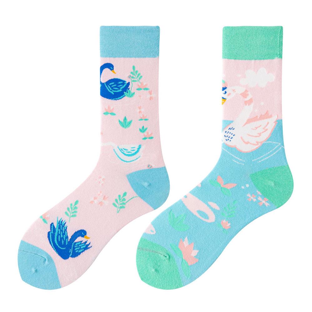 Asymmetric Colorful Christmas Cotton Socks for Couples