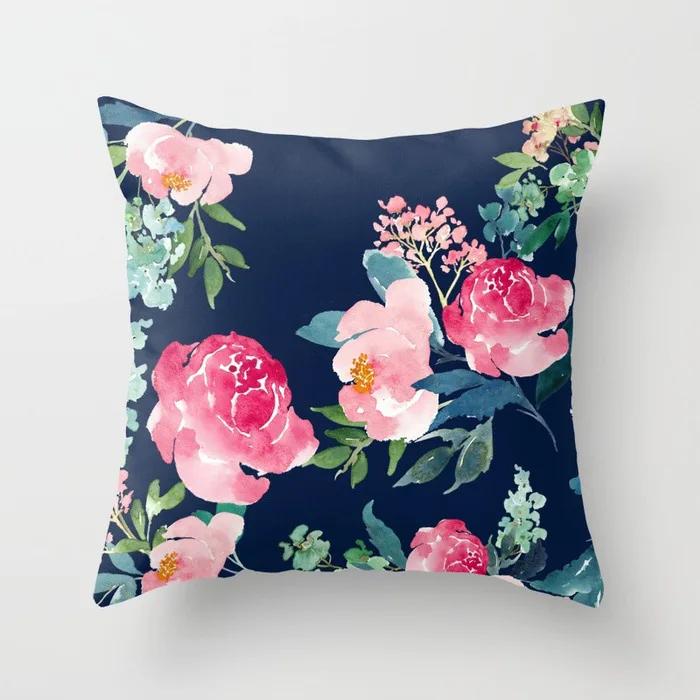 Watercolor-Style Floral Paintings Double-Sided Printed Pillow Cover Short Plush Suitable Living Rooms Sofas Throw Cushion Cover