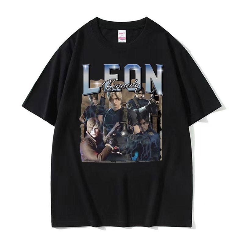 I Heart Leon Kennedy Print TShirts Unisex Womens Clothing Fashion Vintage T Shirt Male Oversized Cotton Short Sleeve Tshirt Tops