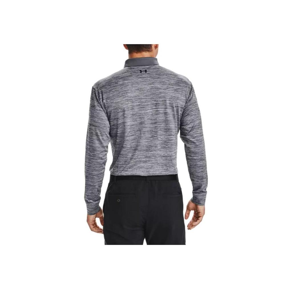 Under Armour Мужская рубашка поло с квадратным вырезом и длинным рукавом, с принтом логотипа, серая 1361610-035