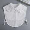 White Big Lapel Shawl Doll False Collar for Women Girls Ruffled Trim Detachable Half Shirt Lapel Blouse Collar Decor
