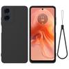 For Motorola Moto E14 4G Liquid Silicone Case Phone Back Cover with Hand Strap