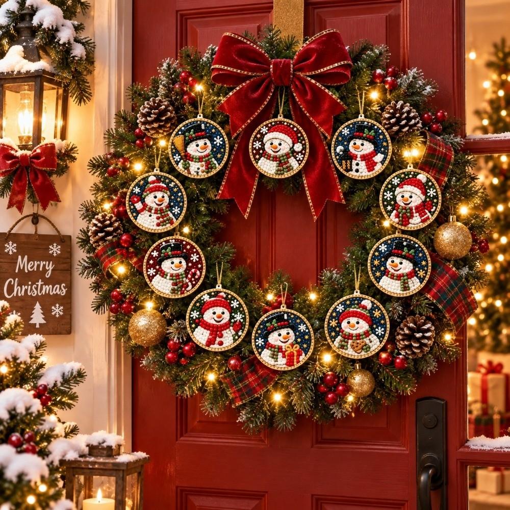 12 pcs Santa Claus Christmas Painting Kit Snowman DIY Rhinestone Pendant Art Kit Holiday