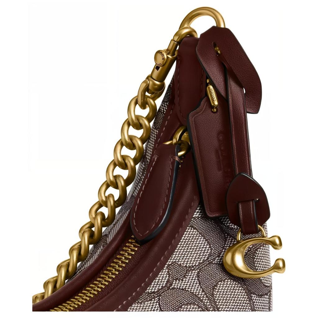 Coach Джульетта 25 Фирменный Жаккардовый Дизайн Хлопковая Сумка на Плечо Средняя Женская сумка на плечо Дуб Клен CBS11-B4S0M