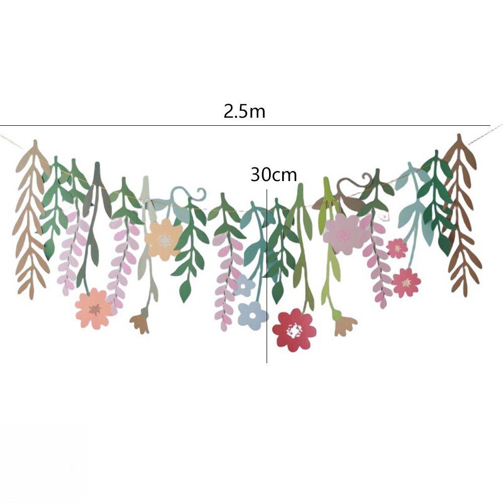 Винтажный бумажный баннер с цветочным листом, подвесной флаг с цветком, баннер с длинными листьями и цветком, украшения для дома