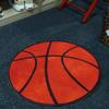 Basketball Pattern Round Area Rug–Sport-Themed Carpet for Living Room or Boys Room–Non-Slip, Washable Floor Mat, Game Room Decor