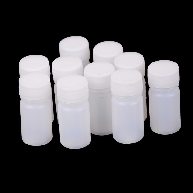 10X 10Ml Plastic Reagent Bottles Medicine Sample Vials Liquid Holder Useful Tool