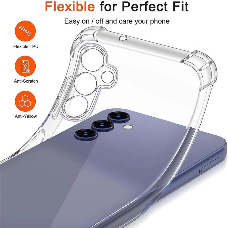 Clear Shockproof Airbag Silicone Case For Samsung Galaxy A05S A04S A04E A14 A24 A34 A54 A23 A33 A53 A73 S21 S22 S23 Ultra Plus FE Soft TPU Back Cover