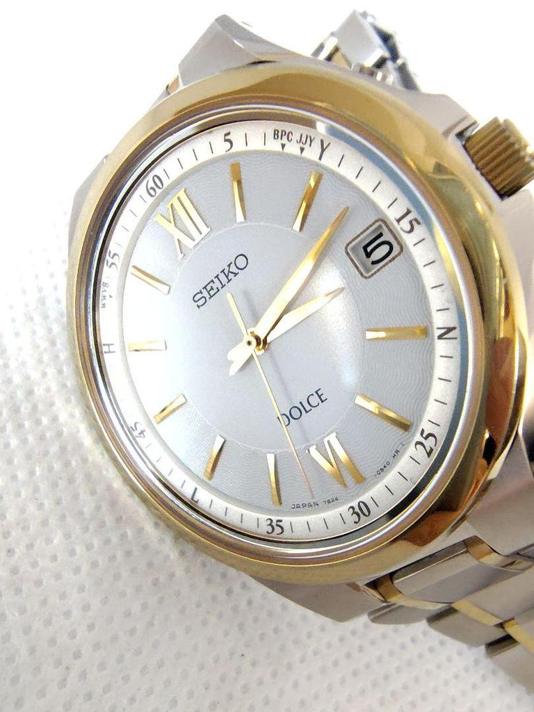 [USED] Radio-controlled solar watch, extremely rare, Seiko Dolce two-tone titanium