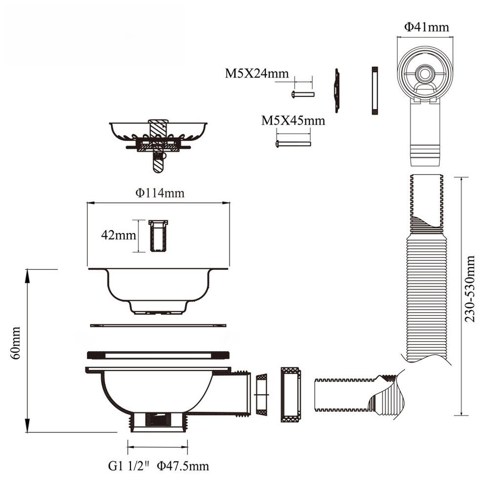 Overflow Sink Strainer As Shown Sink Strainer 304 Stainless Steel Material Adjustable Overflow Pipe Anti-Clog Design