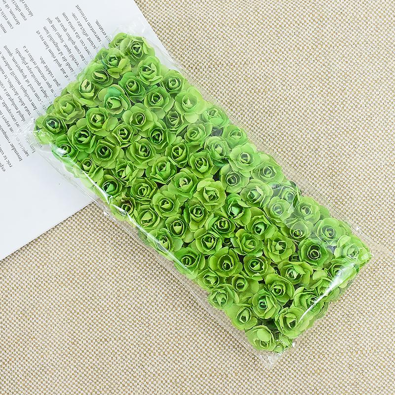 144/288pcs 2cm Mini Paper Rose Artificial Flowers Bouquet For Wedding Home Decoration DIY Scrapbooking Crafts Fake Plants Wreath