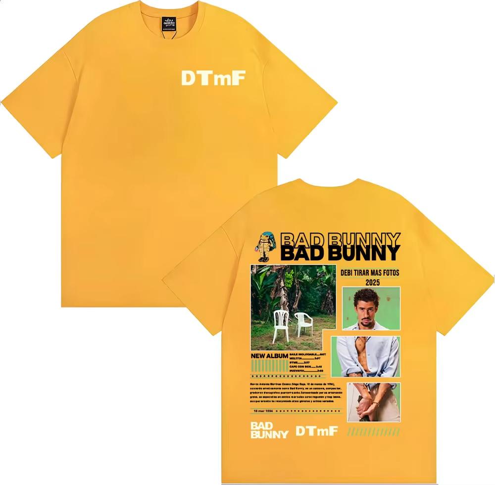 Rapper Bad Bunny Album Cover Graphic T Shirt Debi Tirar Mas Fotos DTMF Tshirts Men Women High Quality Casual 100 Cotton Tshirt