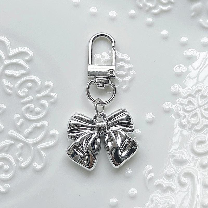 1Pc Vintage Bowknot Keyring Simple Style Y2K Bow Keychain Bag Pendant Backpack Hanging Diy Accessories