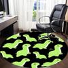 1pc Dino Green Office Round Area Rug, Under Office Chairs Bedroom Living Room Home Decor, Room Deco, Available in Various Sizes