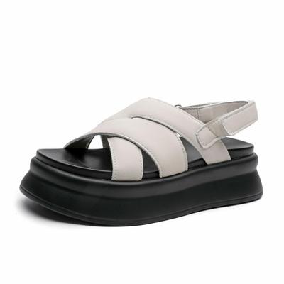 Модные женские сандалии-шлепанцы из овчины на плоской подошве, летние туфли-лодочки на платформе и танкетке, Мэри Джейн, роскошные туфли с крючком, с открытым носком