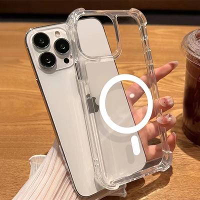 Роскошные прозрачные магнитные чехлы для беспроводной зарядки Magsafe для iPhone 15 14 13 12 11 15 Pro Max противоударный чехол аксессуары