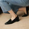 Fashion New Style Fashion Women's Pleated Slip On Mid Heel Office Ladies Shoe Chunky Heel Women Square Toe Shoes for Woman Zapatos Mujer