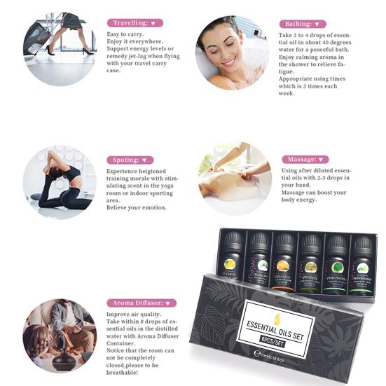 6шт 10мл эфирное масло натуральный экстракт растений для ароматерапии длительный аромат эвкалипта апельсина