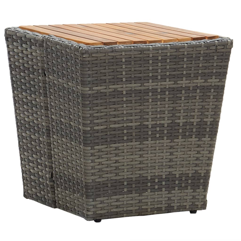 3 Piece Bistro Set Grey Poly Rattan and Acacia Wood