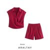 Araltay New Arrival Fashion Style Women's Clothing Fashion Casual Style Linen Blend Double Breasted Tops Shorts 8026709