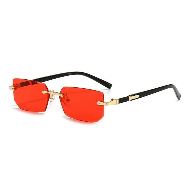 UV400 Protection Rimless Rectangle Sunglasses Y2K Eyewear Vintage Frameless Sun Glasses for Women Men