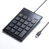 SANWA SUPPLY Wired Numeric Keypad USB Type-C Connection Silent Key Pantograph Black NT-23CBK