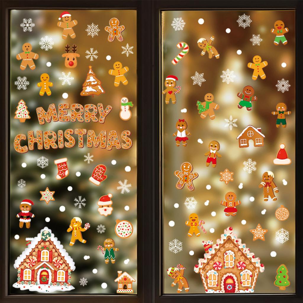 Рождественские украшения Украшение для праздничной вечеринки Наклейки на окна ПВХ Статические наклейки Украшения для окон
