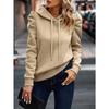 Women's Autumn and Winter Lapel Hooded Solid Colour Long Sleeve Casual Sweatshirt