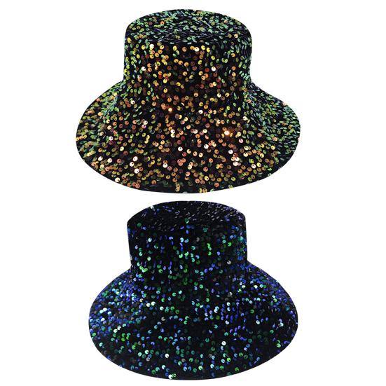 Shiny Sequin Bucket Hat for Women Glitter Bling Disco Hat Sparkly Party Rave Fisherman Cap Outdoor Sun Hat for Beach Travel