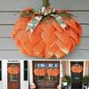 Farmhouse Pumpkin Wreath for Front Door Autumn Burlap Pumpkin Garland with Bows Berries for Fall Halloween Christmas Thanksgiving Home Porch Decor