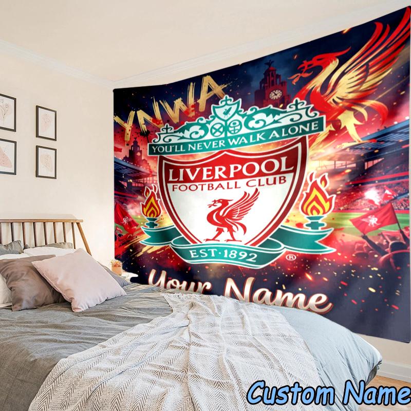 Custom Name Liverpool Football Tapestry Accessories for Bedroom,Livingroom, dormitory Room Wall Hanging Decor, Fan Birthday Gifts