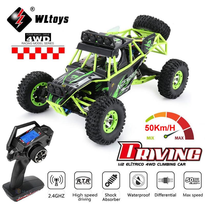 WLtoys 12428 1:12 4WD Радиоуправляемая гоночная машина Высокоскоростной Внедорожник с дистанционным управлением Сплав Грузовик-скалолаз Светодиодная подсветка Багги Игрушки для мальчиков Подарок детям