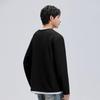 Mark Fairwhale Men's Waffle V-Neck Faux Two-Piece Long Sleeve T-Shirt