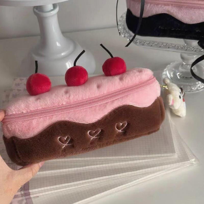 Милая плюшевая сумка для ручек Cherry Cake Изысканное хранилище Большая емкость