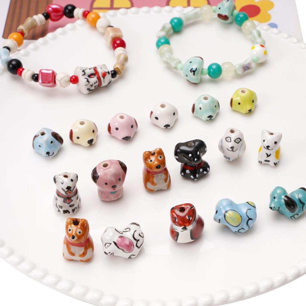 Керамические расписные бусины Собака Лиса Интервальные Рассыпные бусины для DIY Браслетов Ожерелий Изготовления Ювелирных Изделий