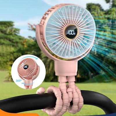 Охлаждающий вентилятор для детской коляски с питанием от аккумулятора, перезаряжаемый вентилятор для штатива с вращением на 360 градусов, тихий портативный вентилятор для автокресла, детской кроватки, велосипедной беговой дорожки