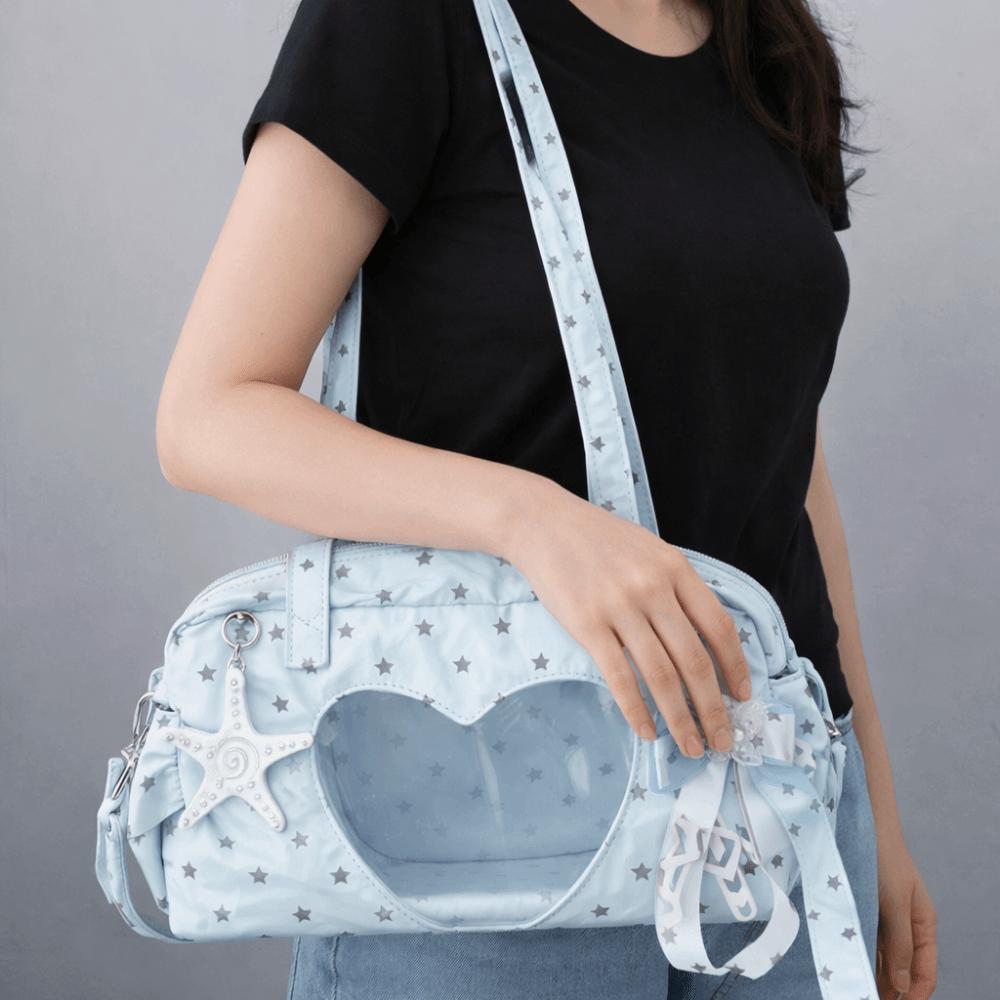 Sweet Lolita Handbag DIY Badge Display Transparent Shoulder Bag Star Print Ita Bag Anime Culture