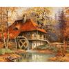 Embroidery Crafts Autumn Hut Diamond Painting Cross Stitch Villa House Full Round Diamond Rhinestone
